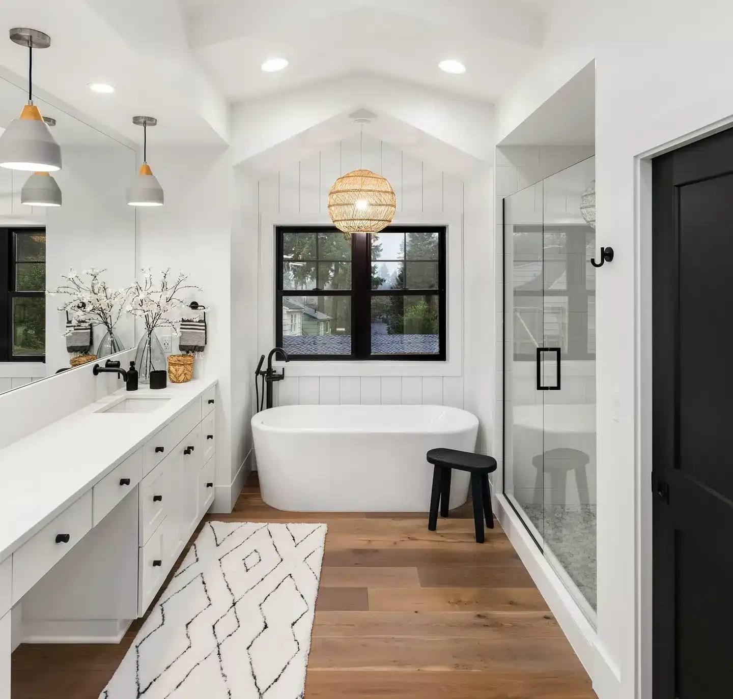 Bathroom remodeling service showcase with a bright bathroom design