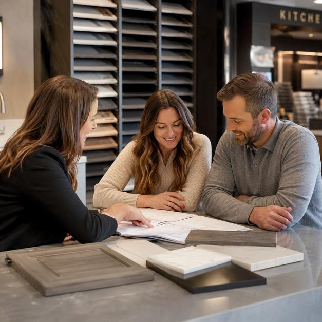 City Kitchen & Bath showroom consultation around plans and material samples