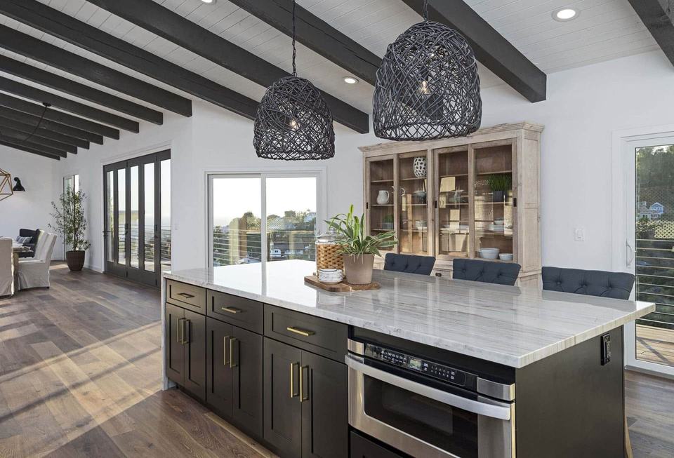 Kitchen remodeling service showcase with a bright modern kitchen