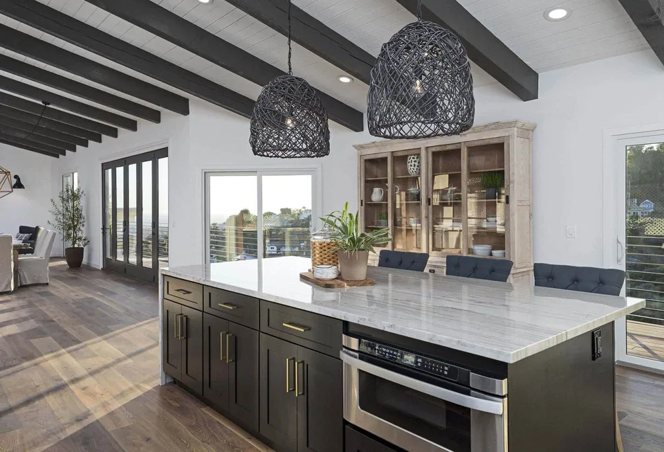 Kitchen remodeling service showcase with a bright modern kitchen
